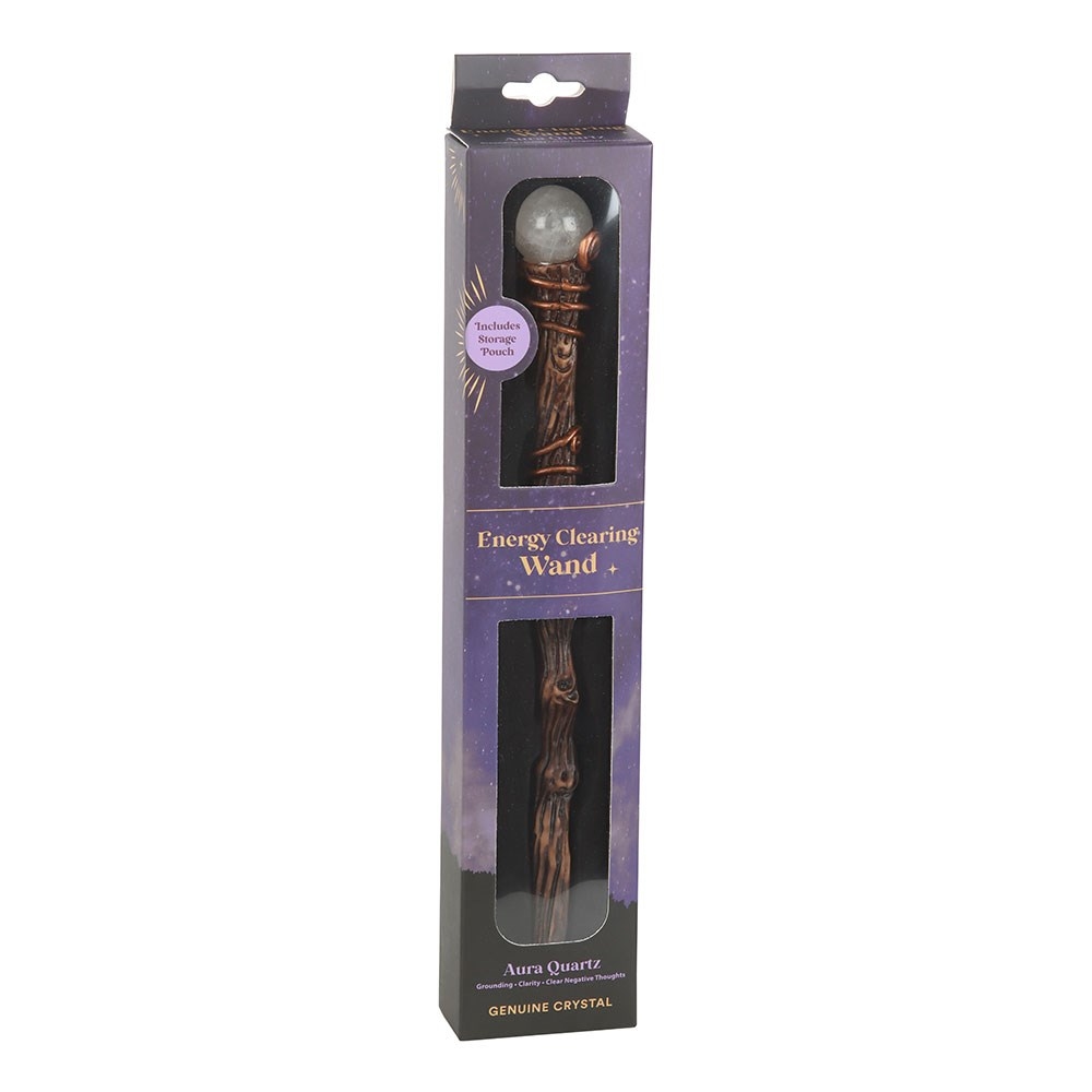 Something Different - Energy Clearing Aura Quartz Crystal with Pouch Wand - Multicolours